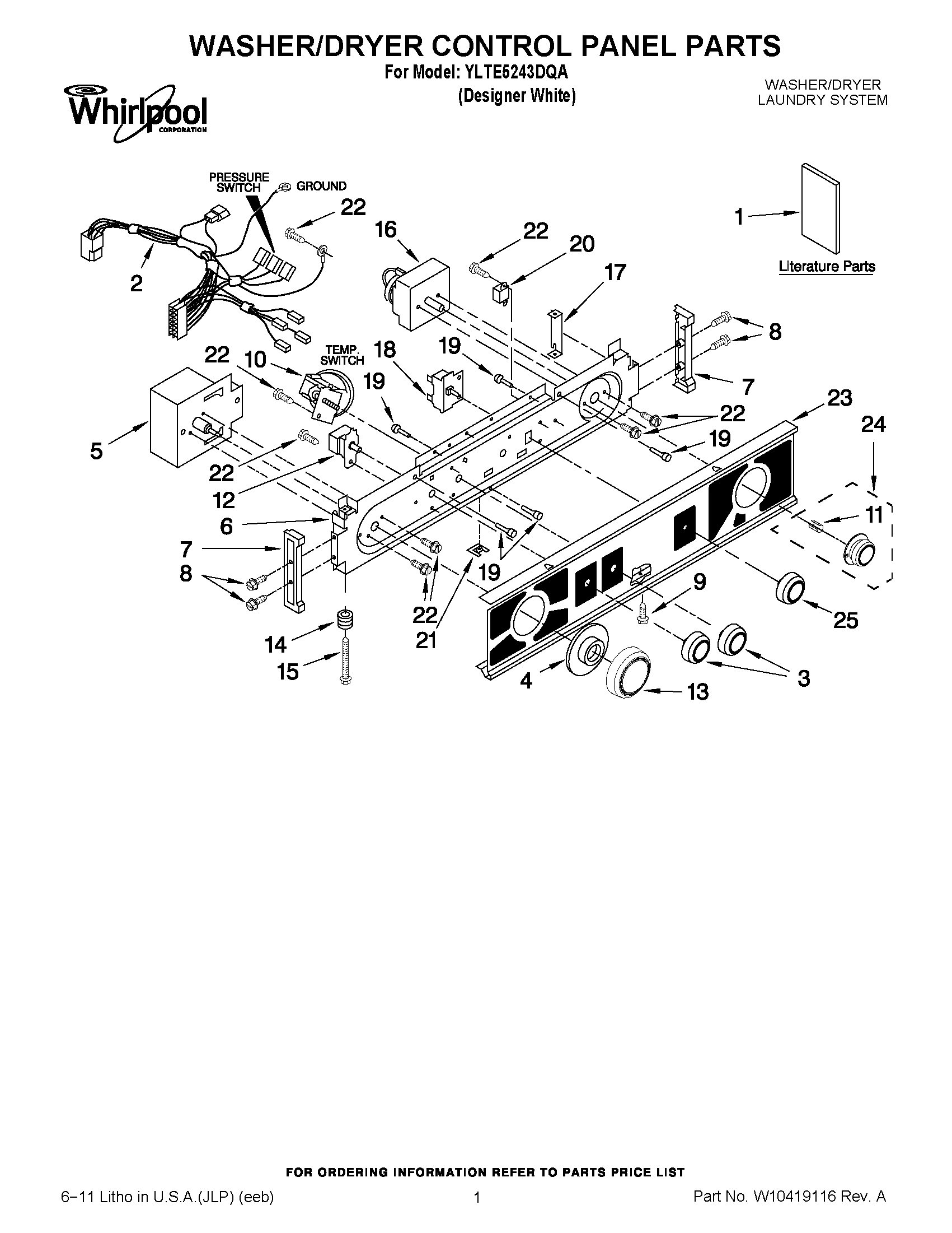 01 - WASHER/DRYER CONTROL PANEL PARTS