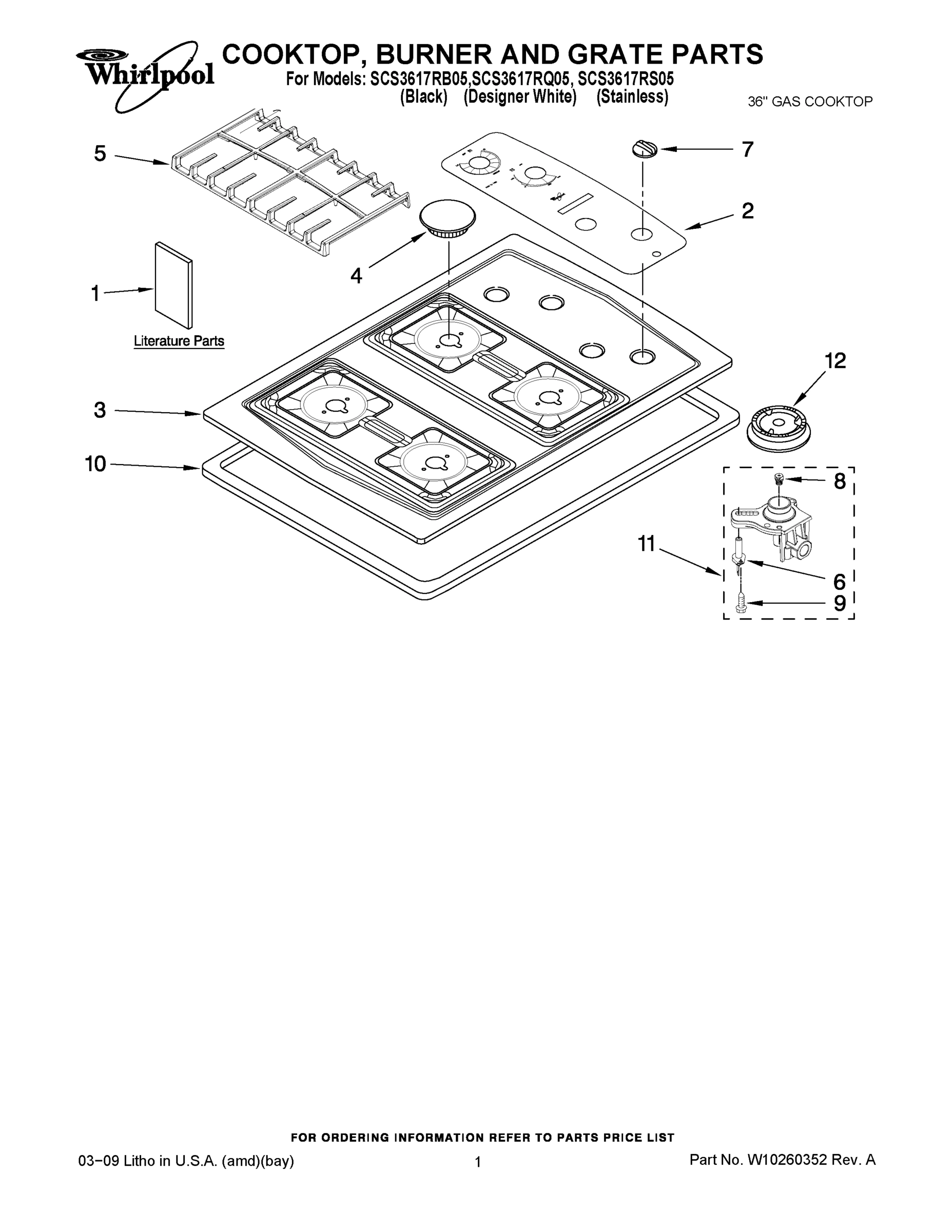 01 - COOKTOP, BURNER AND GRATE PARTS