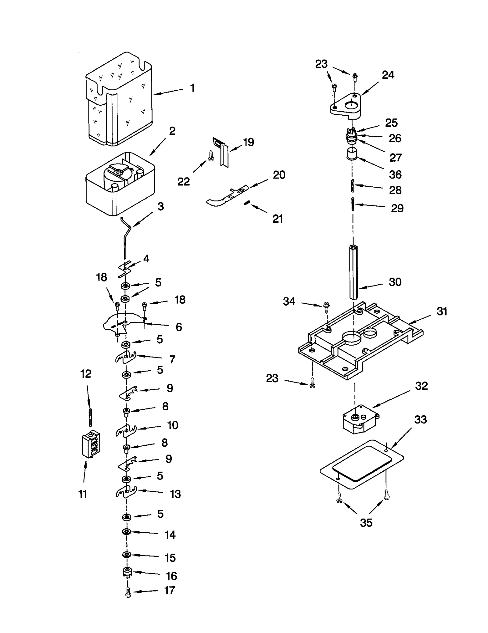 MOTOR AND ICE CONTAINER