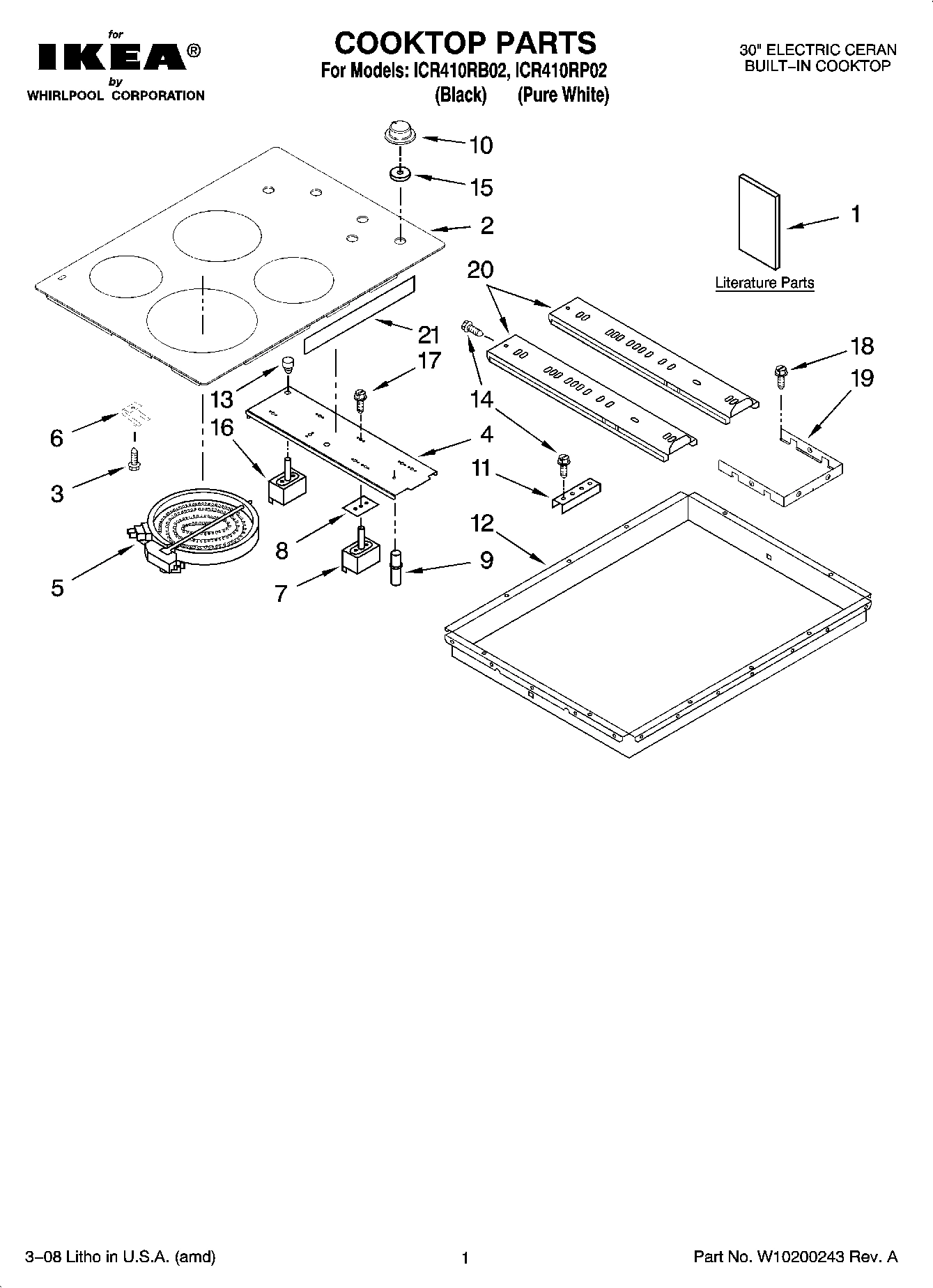 01 - COOKTOP PARTS, OPTIONAL PARTS (NOT INCLUDED)
