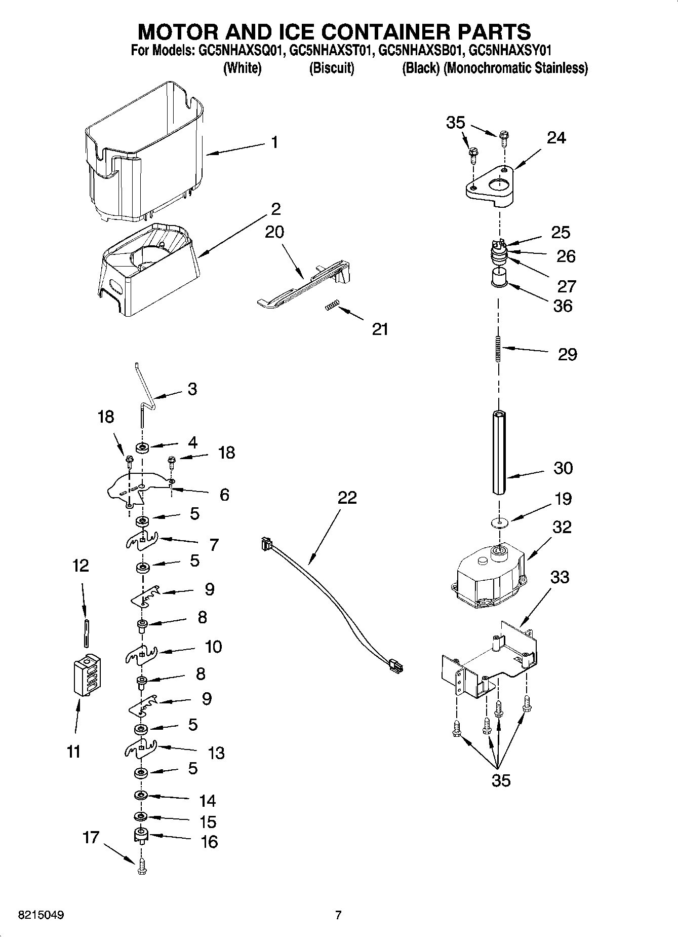 05 - MOTOR AND ICE CONTAINER PARTS