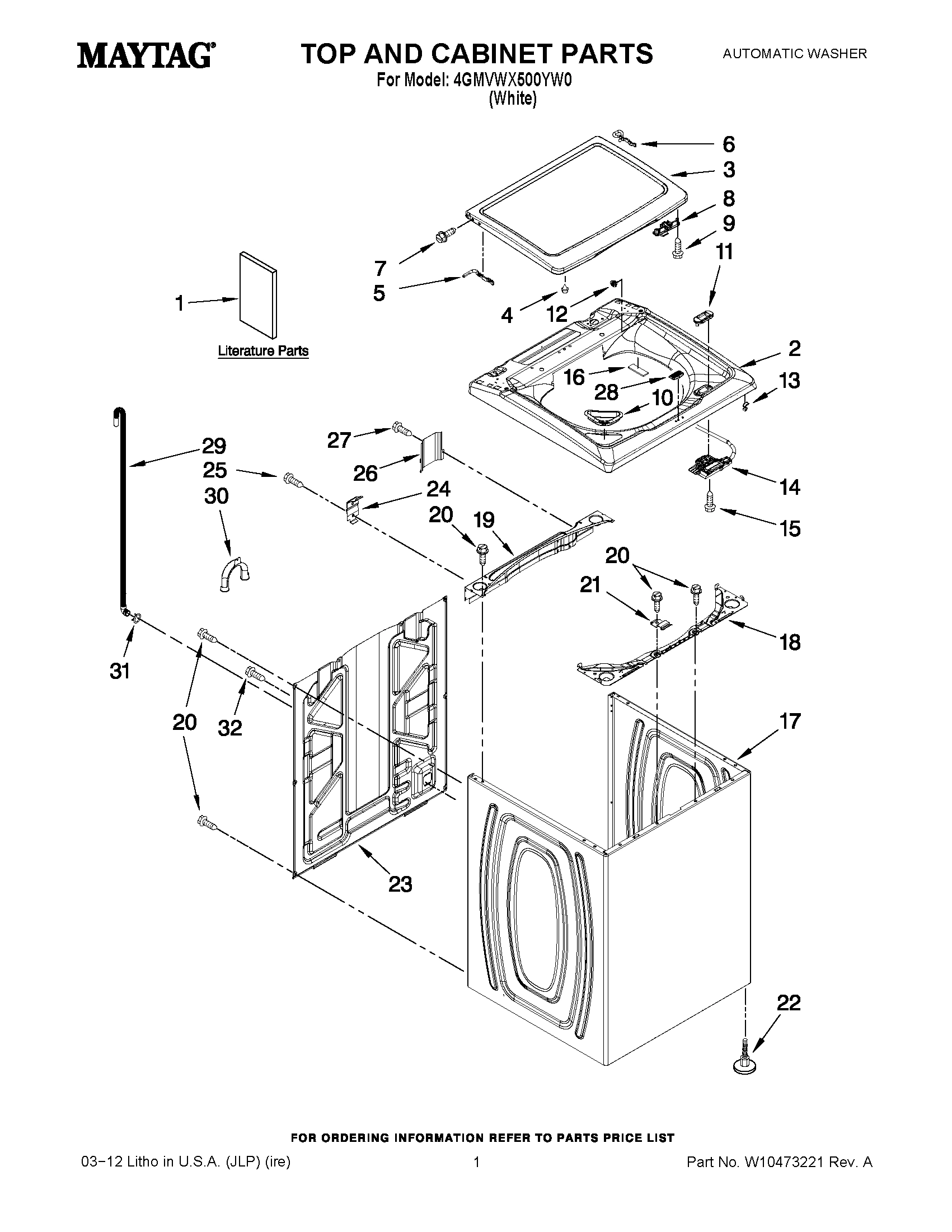 01 - TOP AND CABINET PARTS