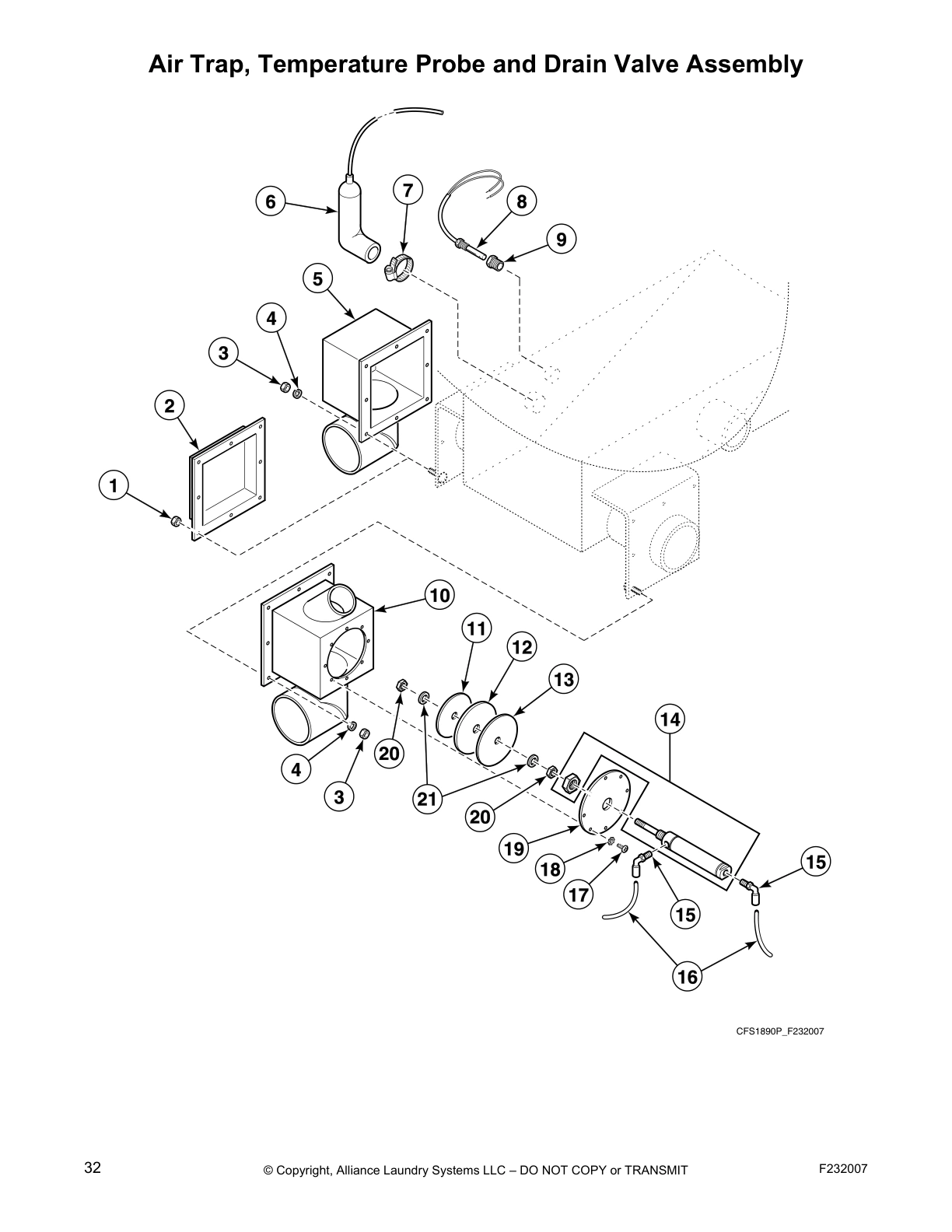 Air Trap, Temperature Probe and Drain Valve Assembly