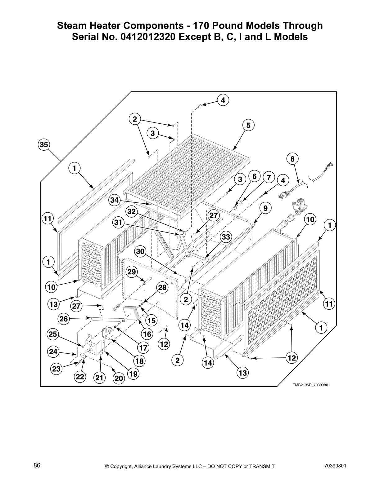 Steam Heater Components - 170 Pound Models Through
Serial No. 0412012320 Except B, C, I and L Models