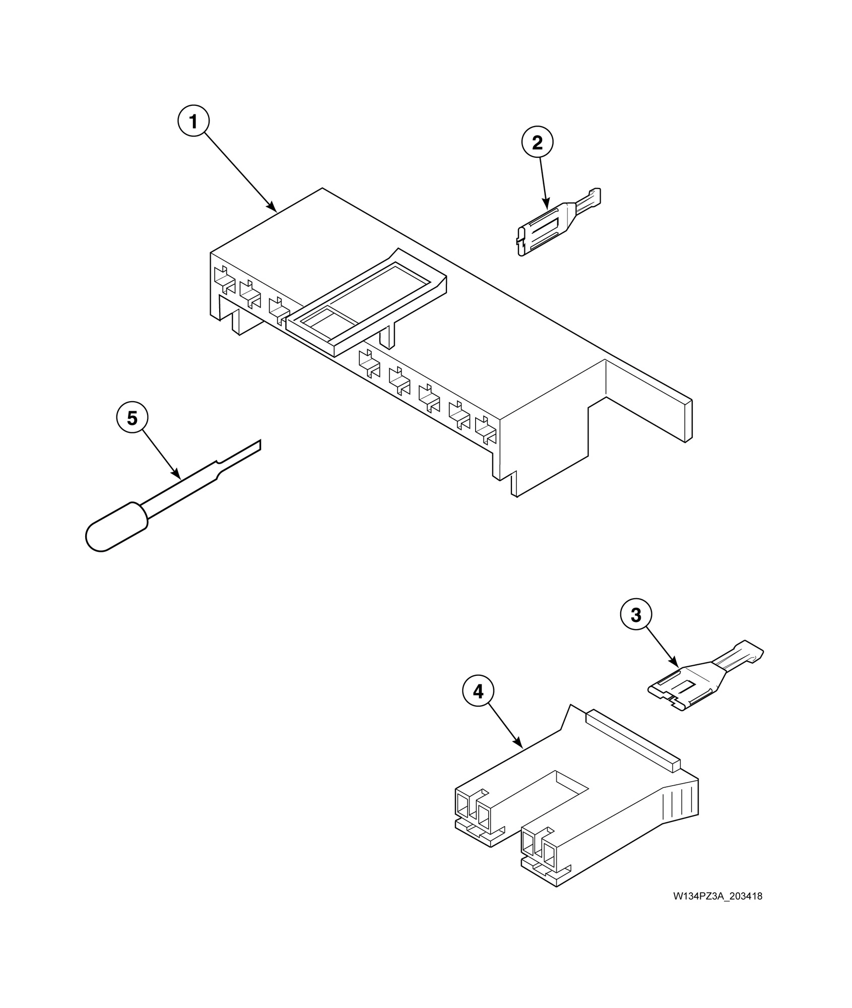 Mixing Valve and Motor Connection Blocks, Terminals and Extractor Tool