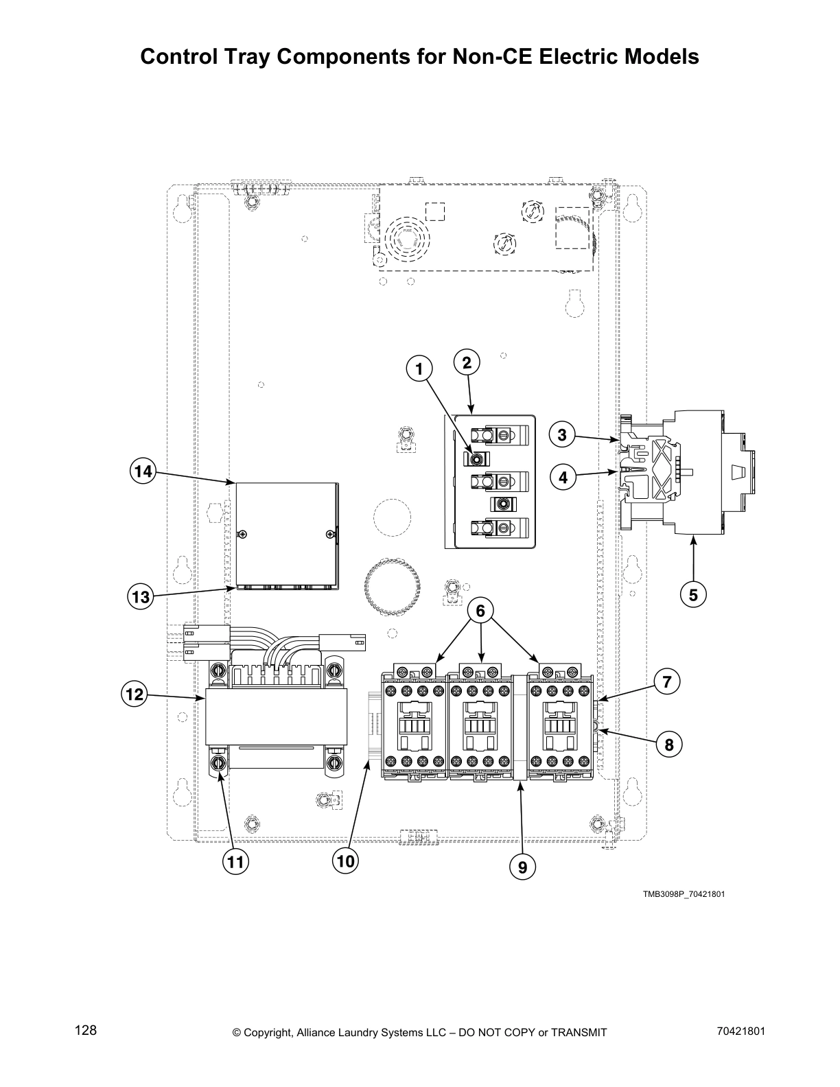 Control Tray Components for Non-CE Electric Models