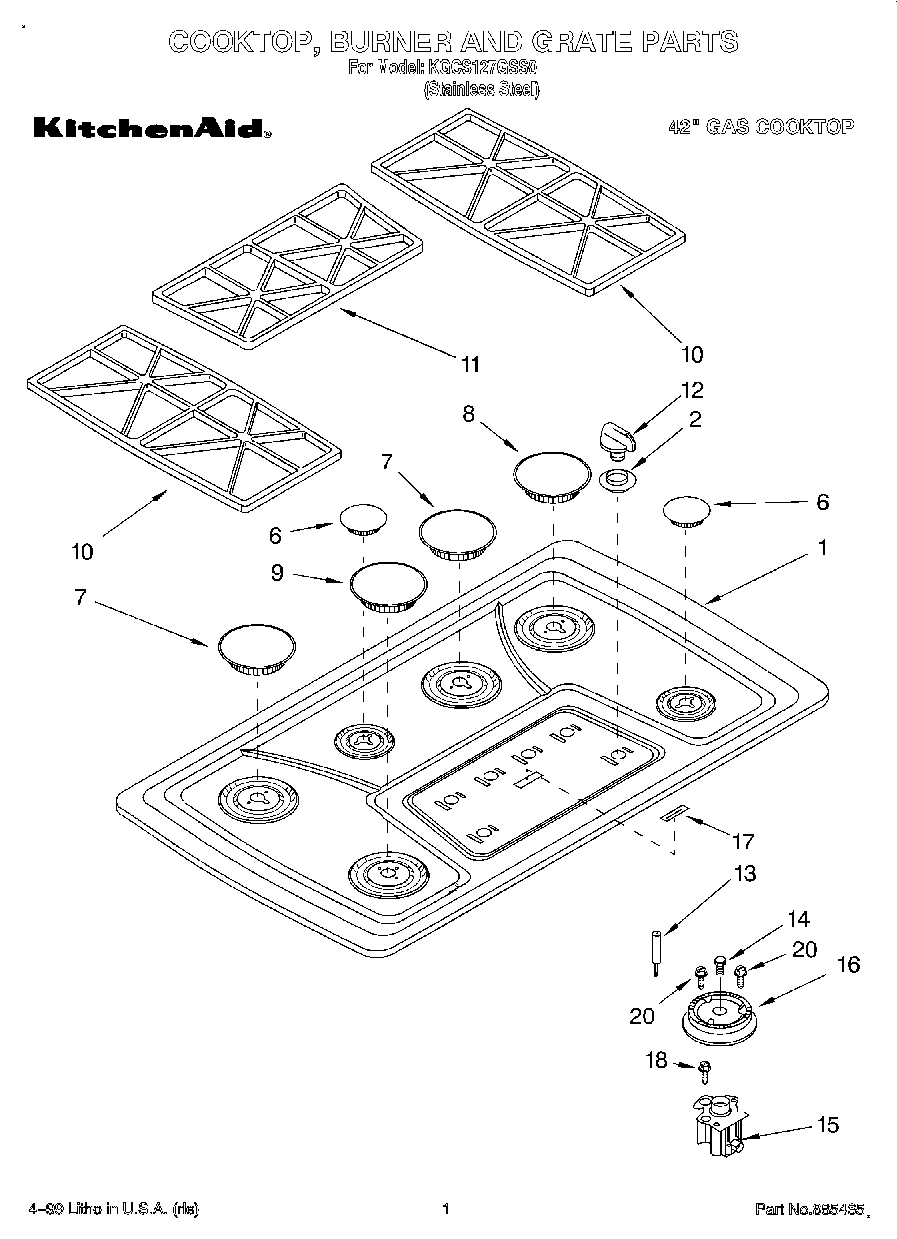01 - COOKTOP, BURNER AND GRATE PARTS