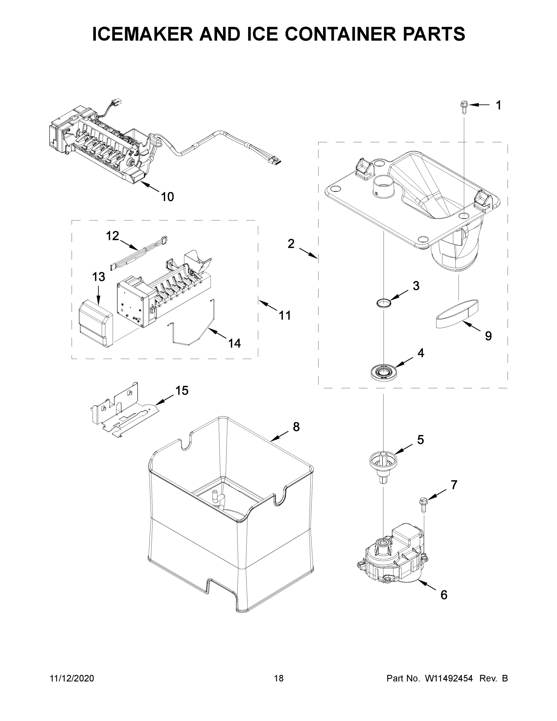 10 - ICEMAKER AND ICE CONTAINER PARTS