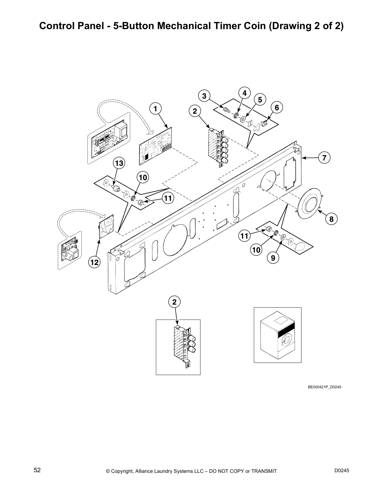 Control Panel - 5-Button Mechanical Timer Coin (Drawing 2 of 2)