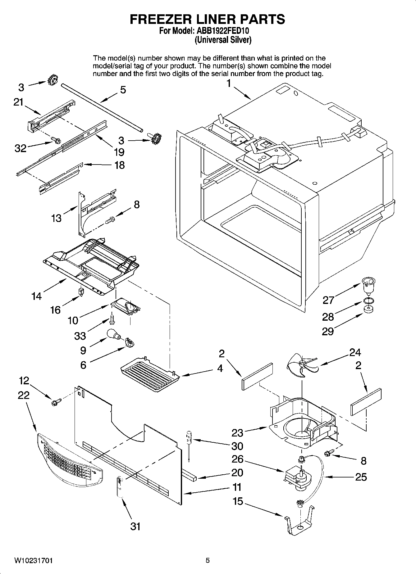03 - FREEZER LINER PARTS