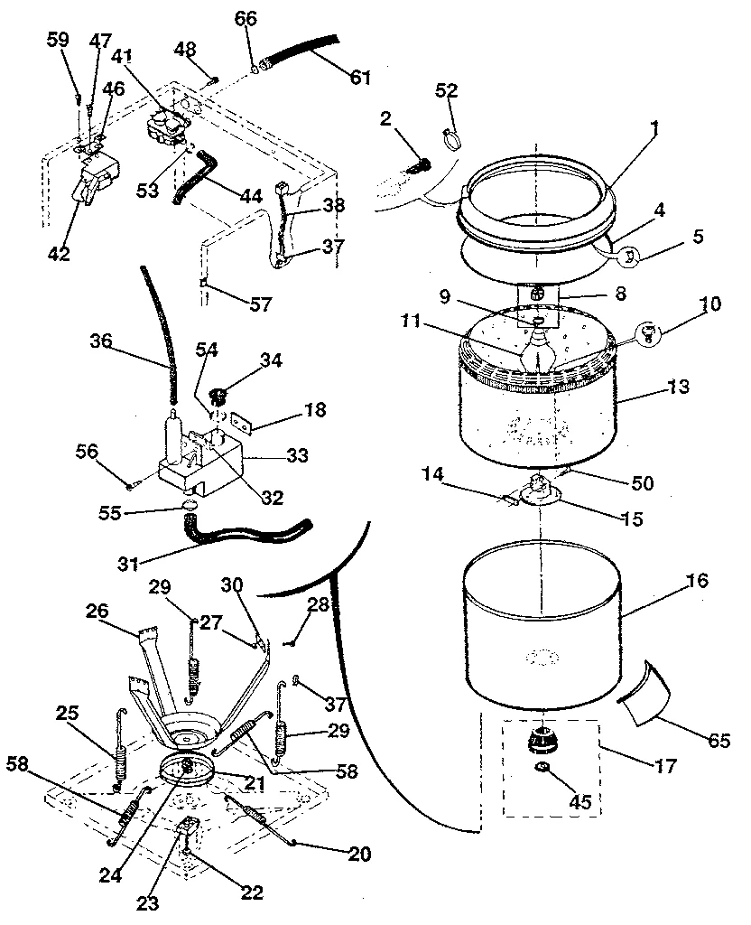 TUBS, WATER, VALVE, LID SWITCH