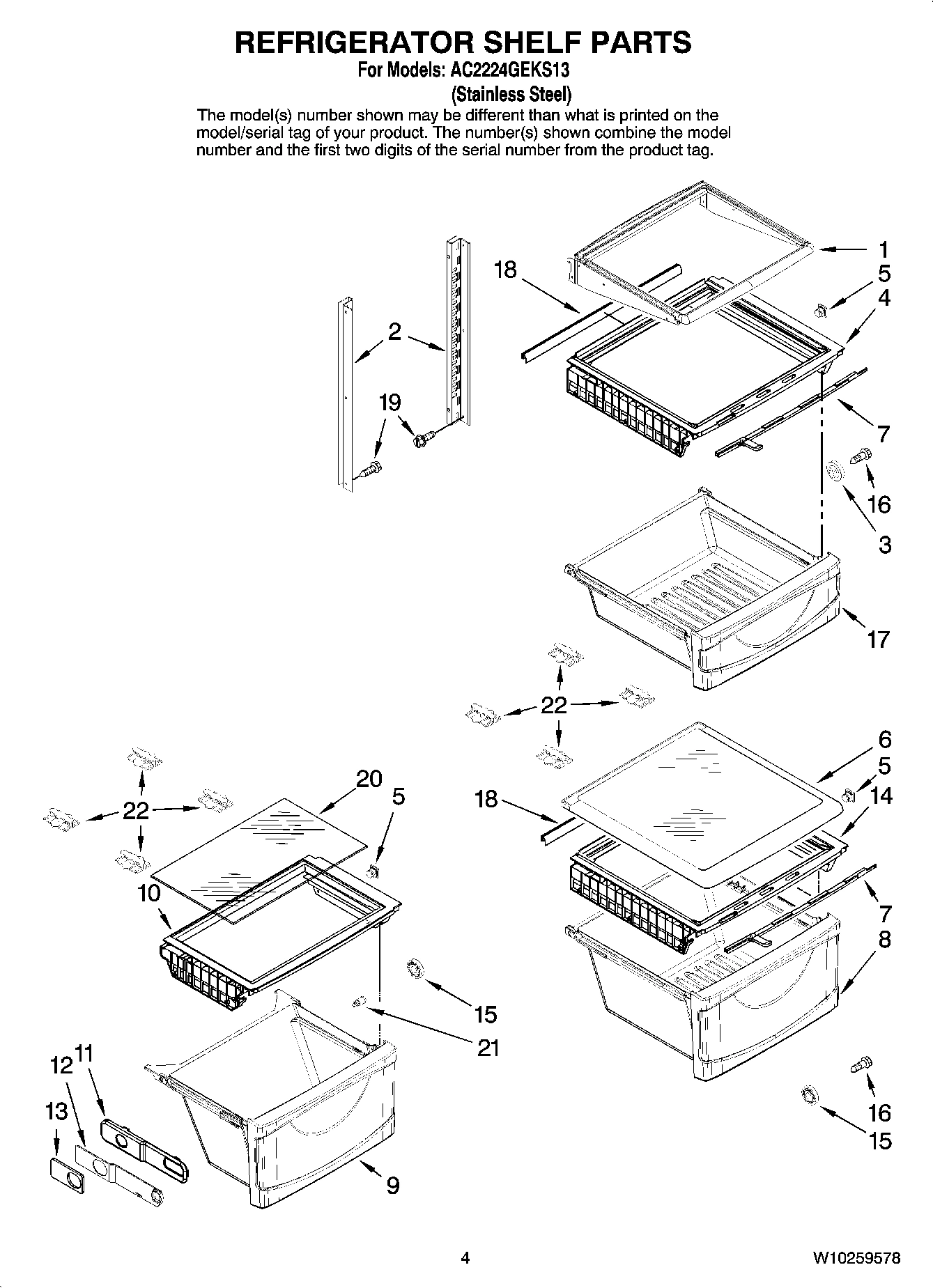 03 - REFRIGERATOR SHELF PARTS