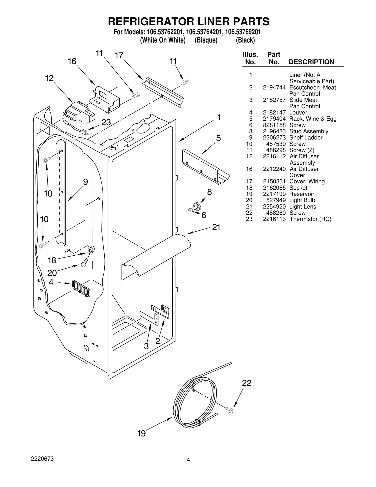 REFRIGERATOR LINER PARTS