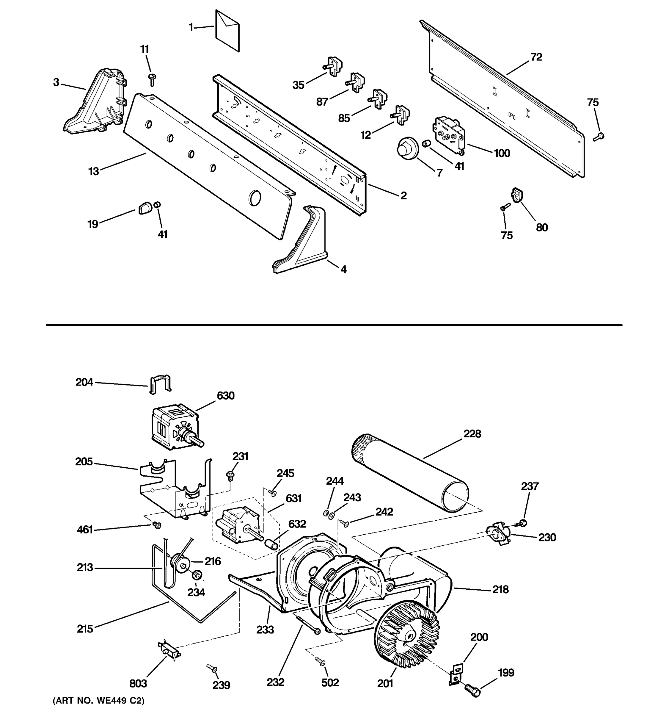 CONTROLS, BACKSPLASH, BLOWER & MOTOR