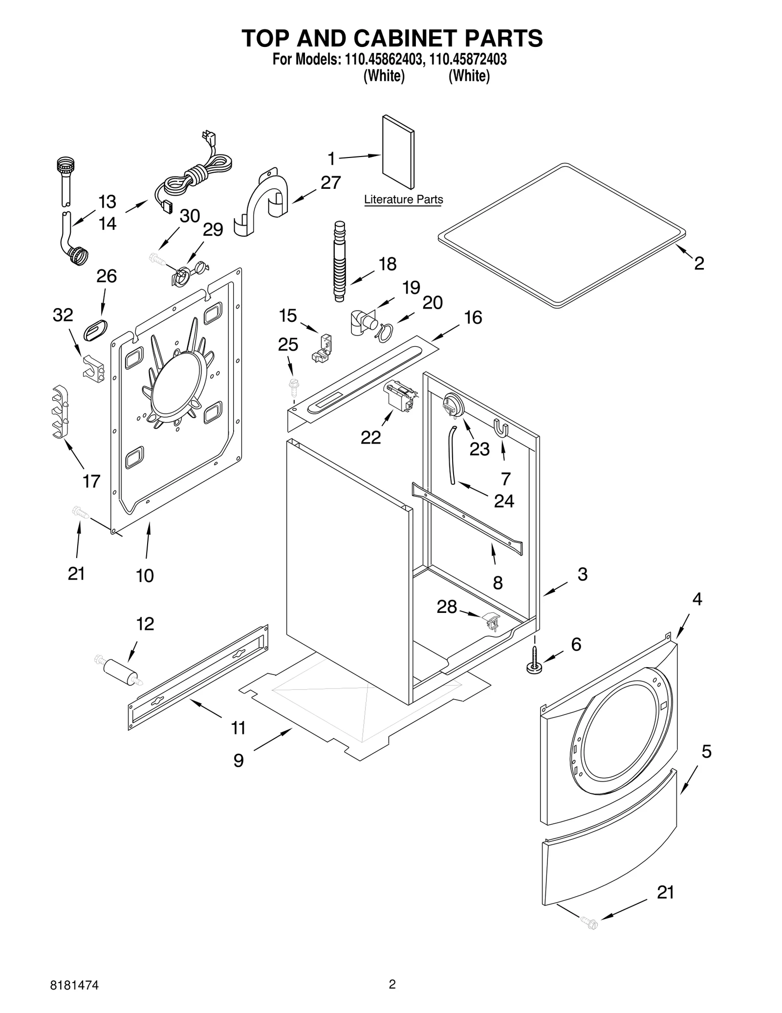 TOP AND CABINET PARTS