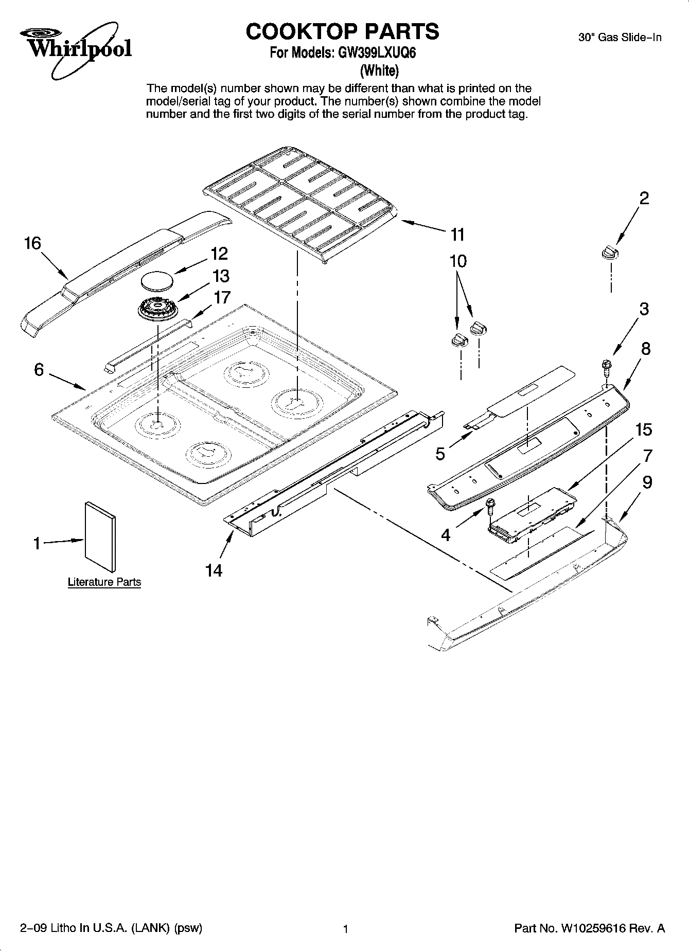 01 - COOKTOP PARTS
