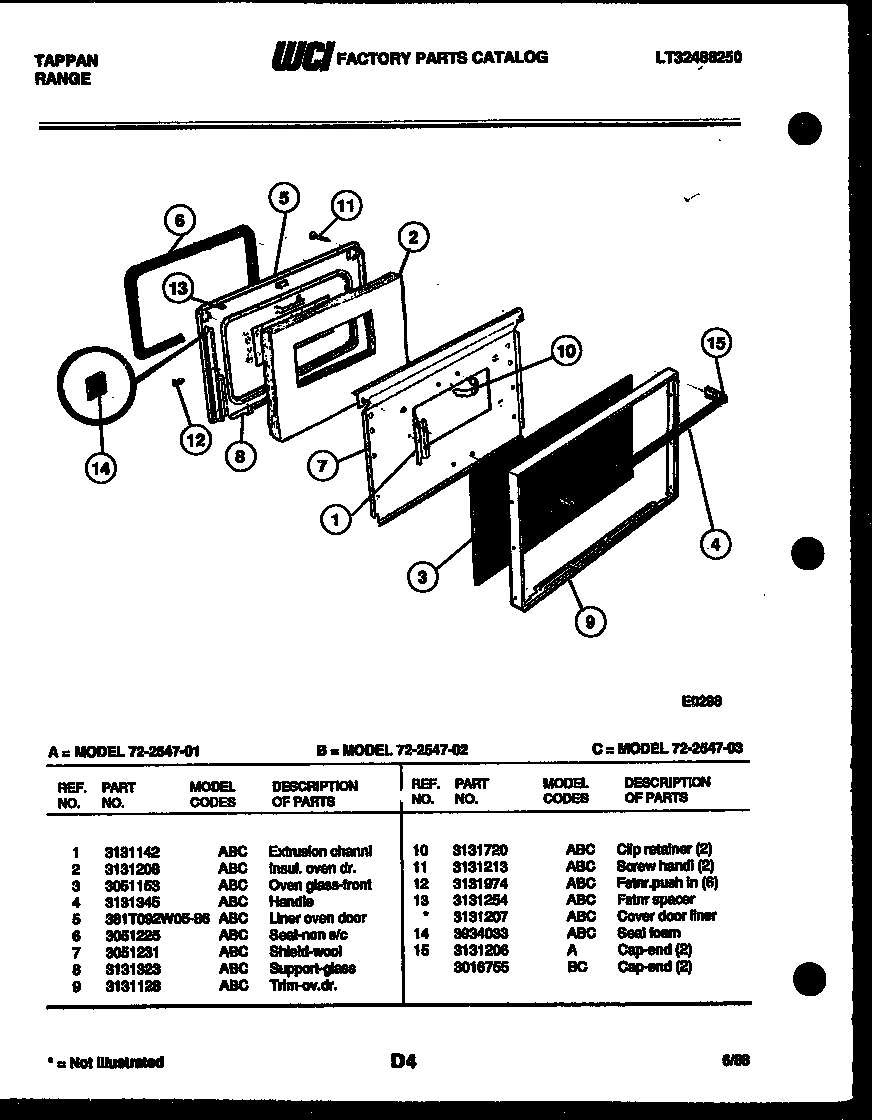 04 - LOWER OVEN DOOR PARTS