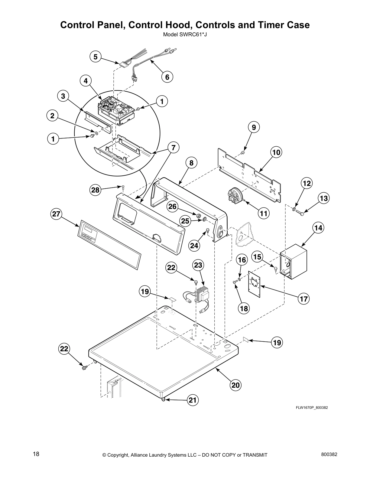 Control Panel, Control Hood, Controls and Timer Case