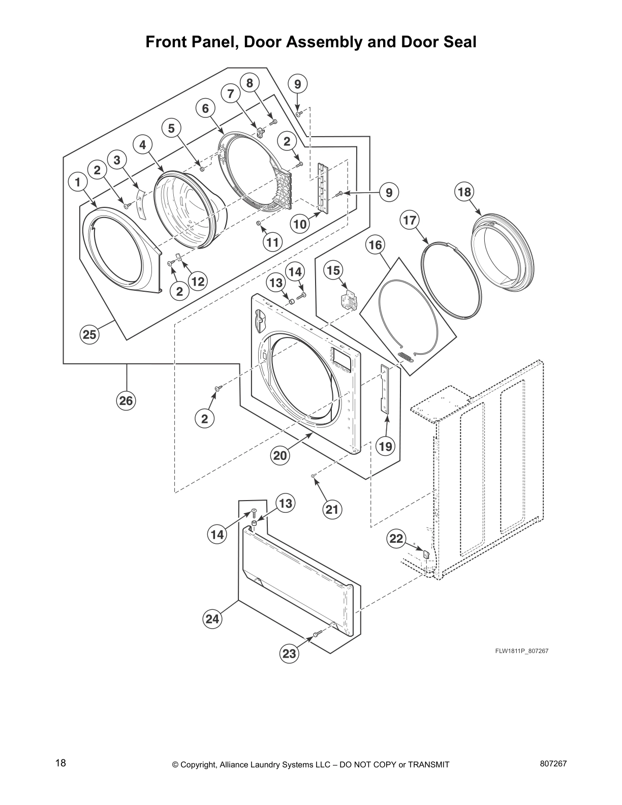 Front Panel, Door Assembly and Door Seal