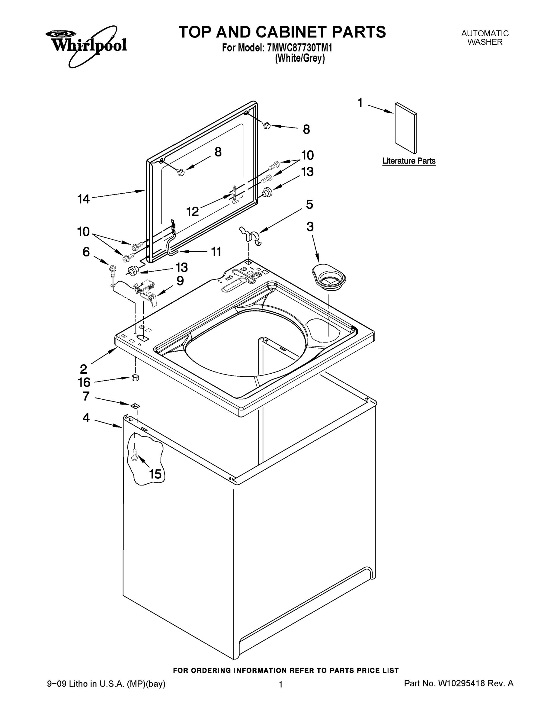 01 - TOP AND CABINET PARTS