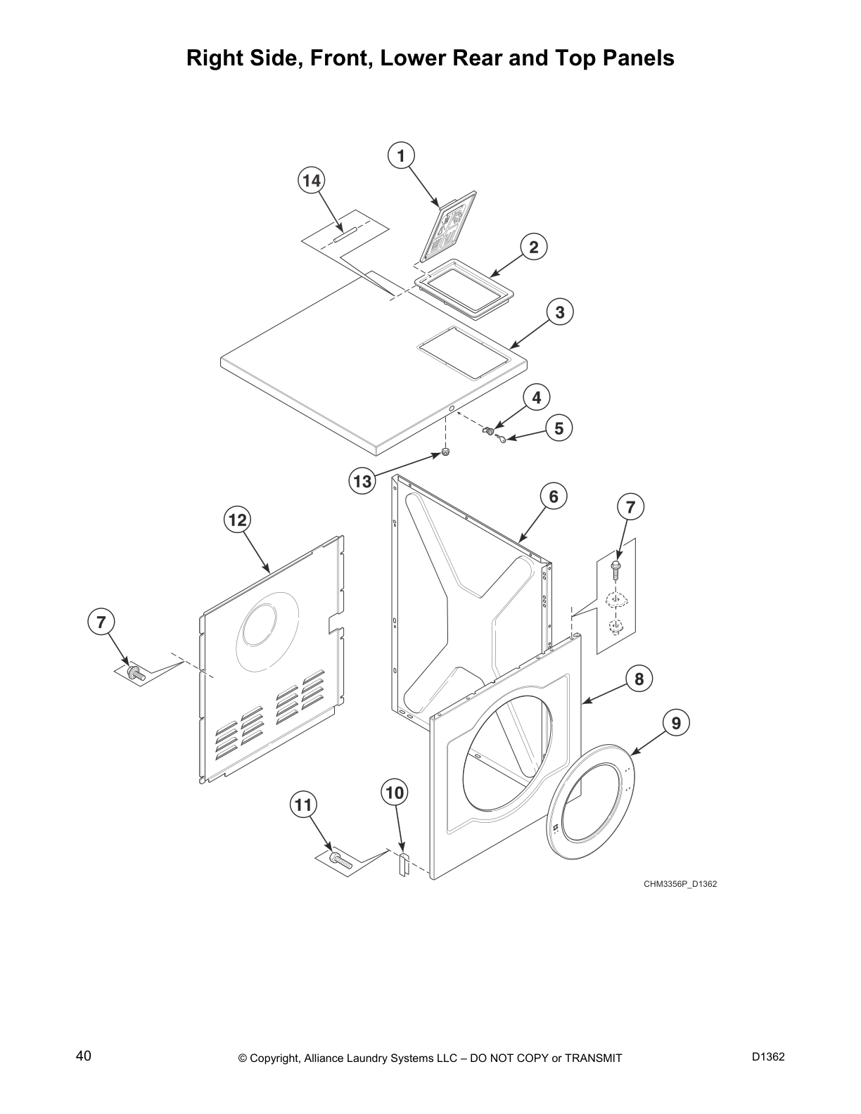 Right Side, Front, Lower Rear and Top Panels