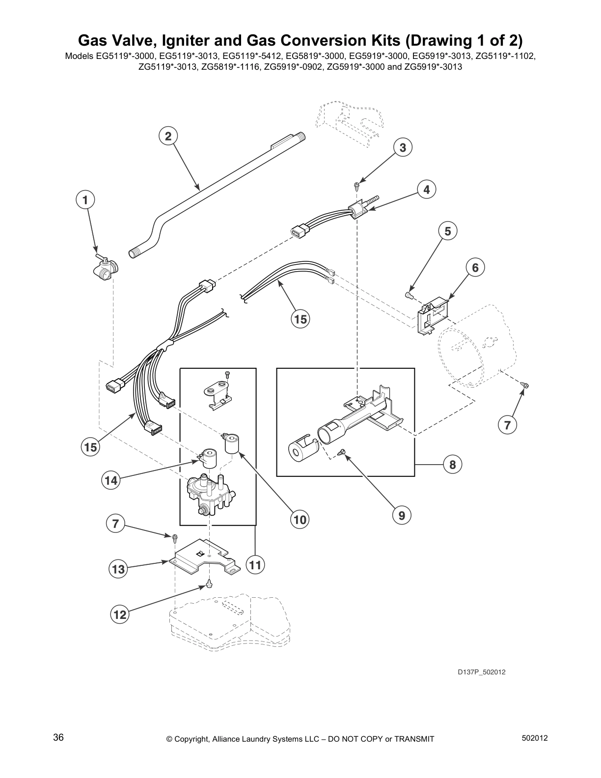 Gas Valve, Igniter and Gas Conversion Kits (Drawing 1 of 2)