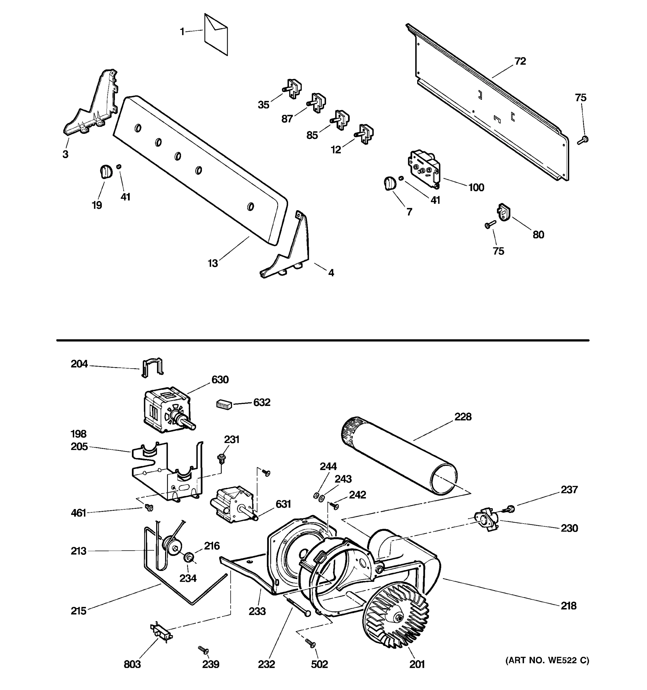BACKSPLASH, BLOWER & MOTOR ASSEMBLY