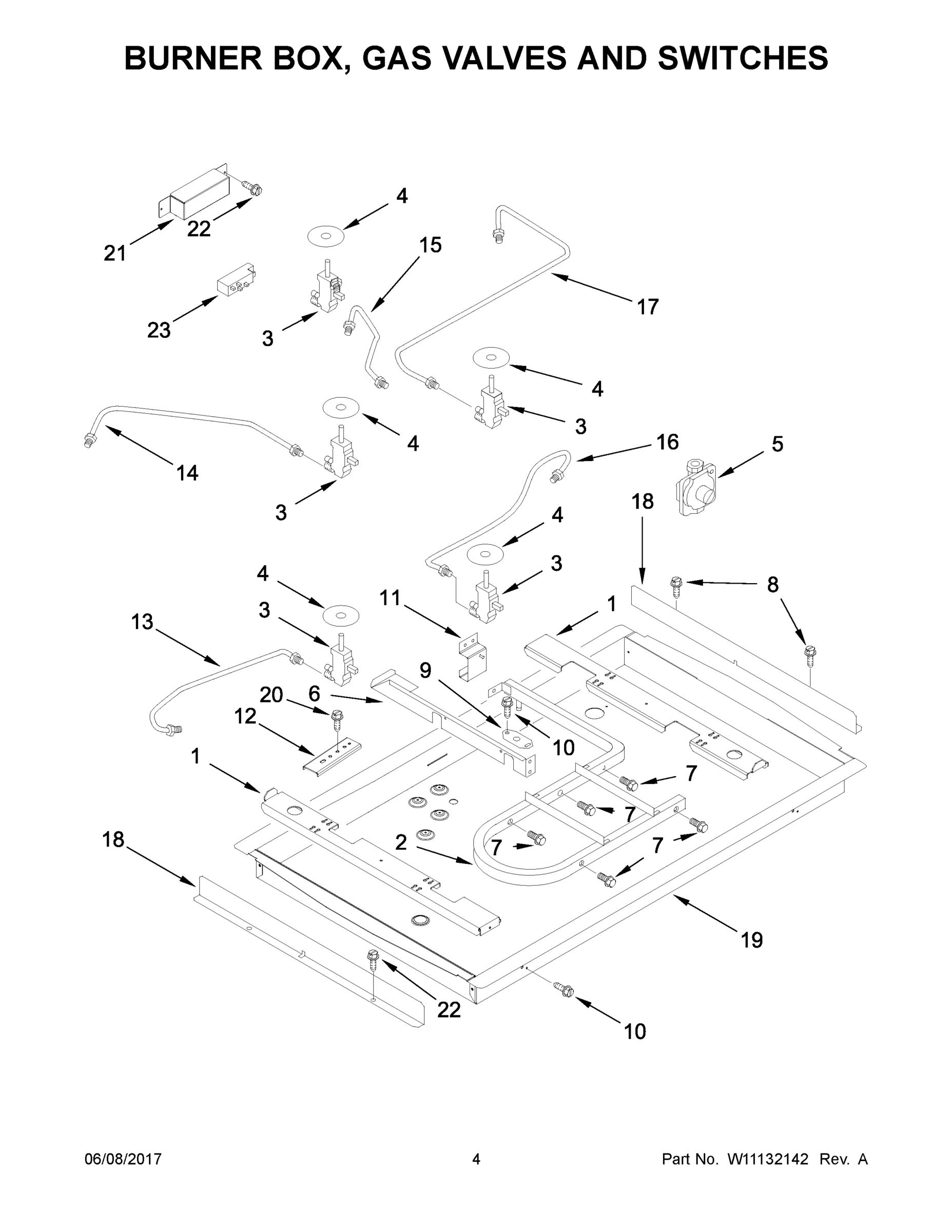 03 - BURNER BOX, GAS VALVES AND SWITCHES