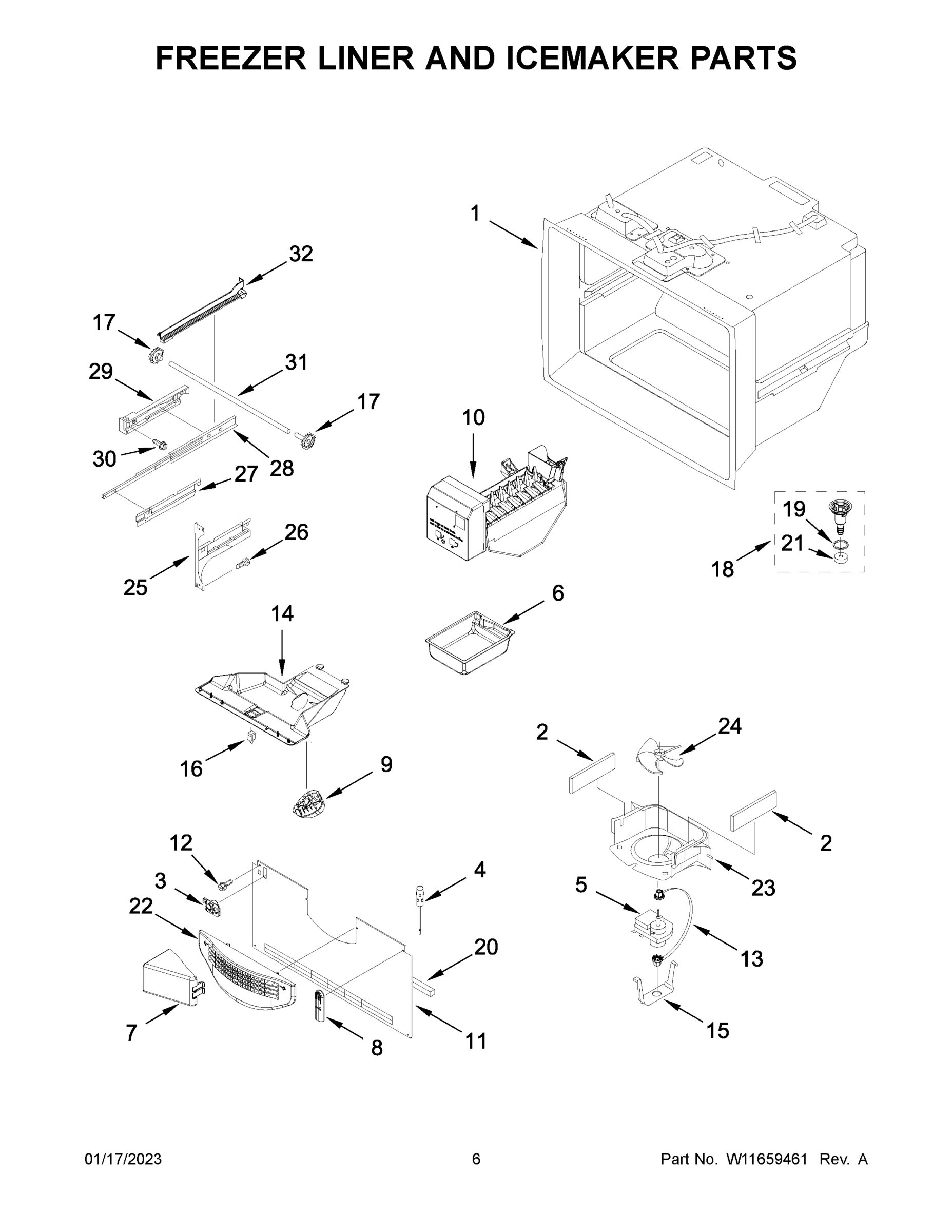 04 - FREEZER LINER AND ICEMAKER PARTS