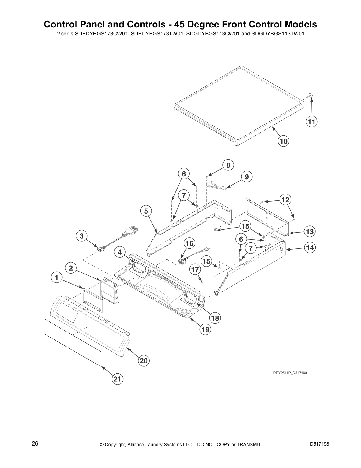 Control Panel and Controls - 45 Degree Front Control Models