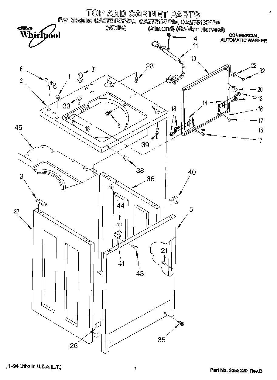 01 - TOP AND CABINET, LIT/OPTIONAL