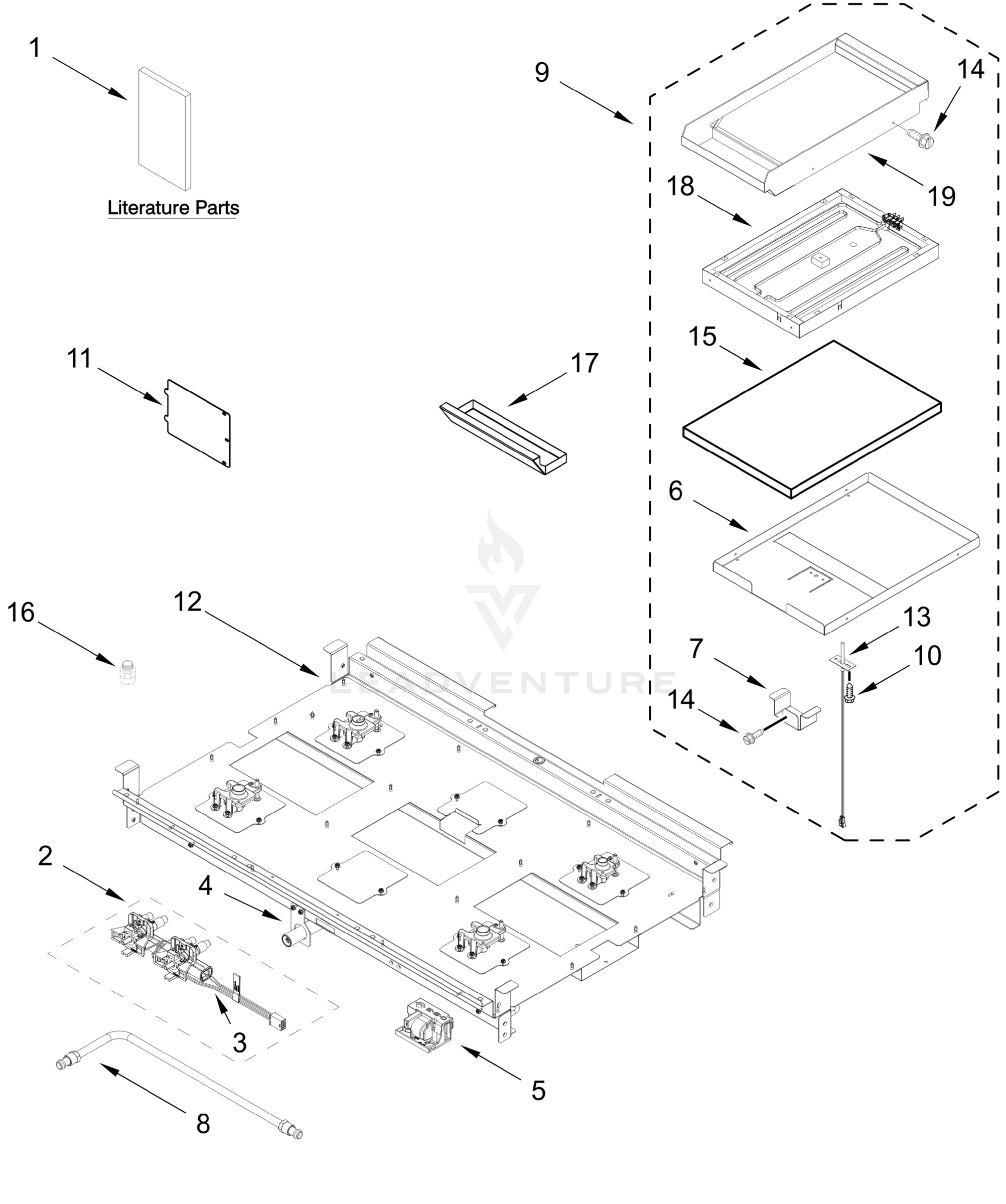 BURNER BOX AND GRIDDLE PARTS