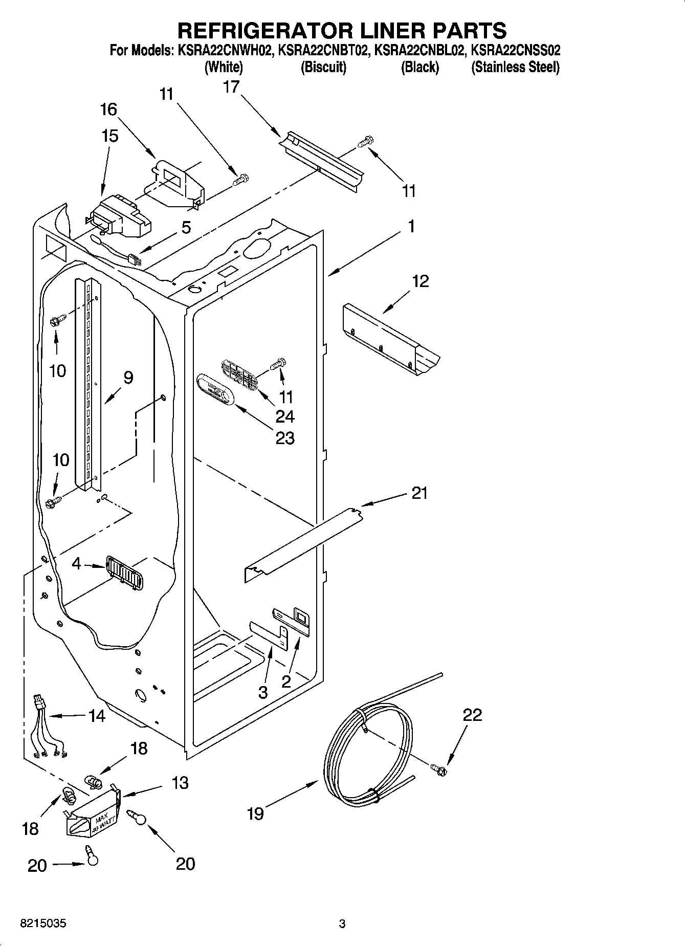 02 - REFRIGERATOR LINER PARTS