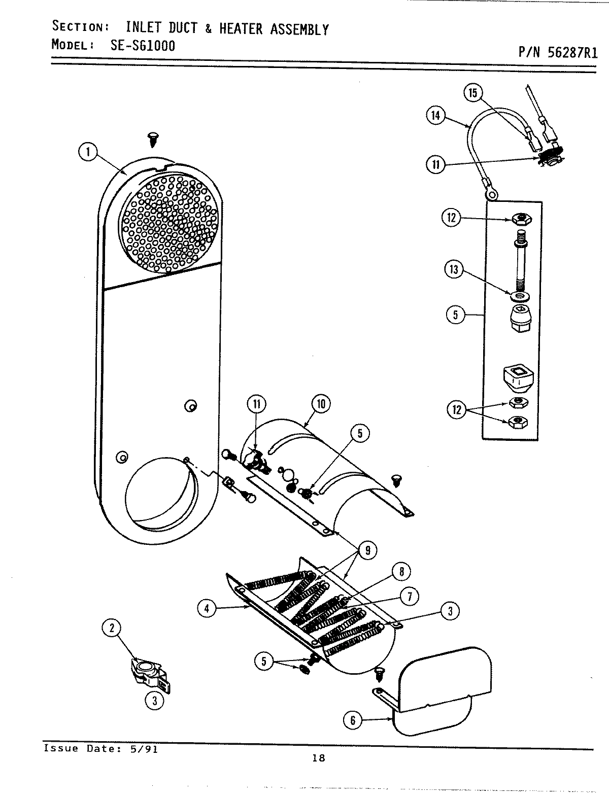 10 - INLET DUCT & HEATER ASSEMBLY (SE1000)