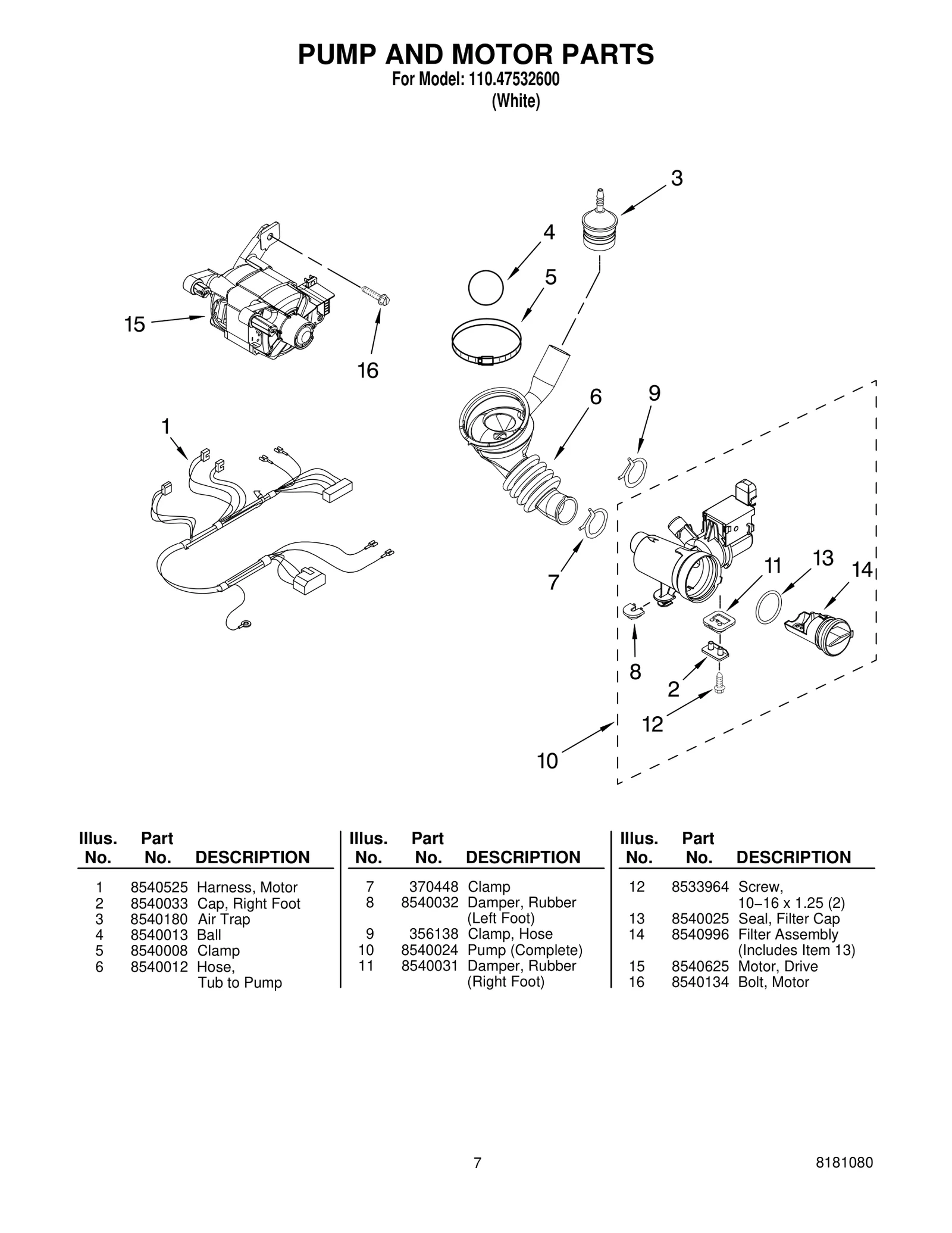 PUMP AND MOTOR PARTS