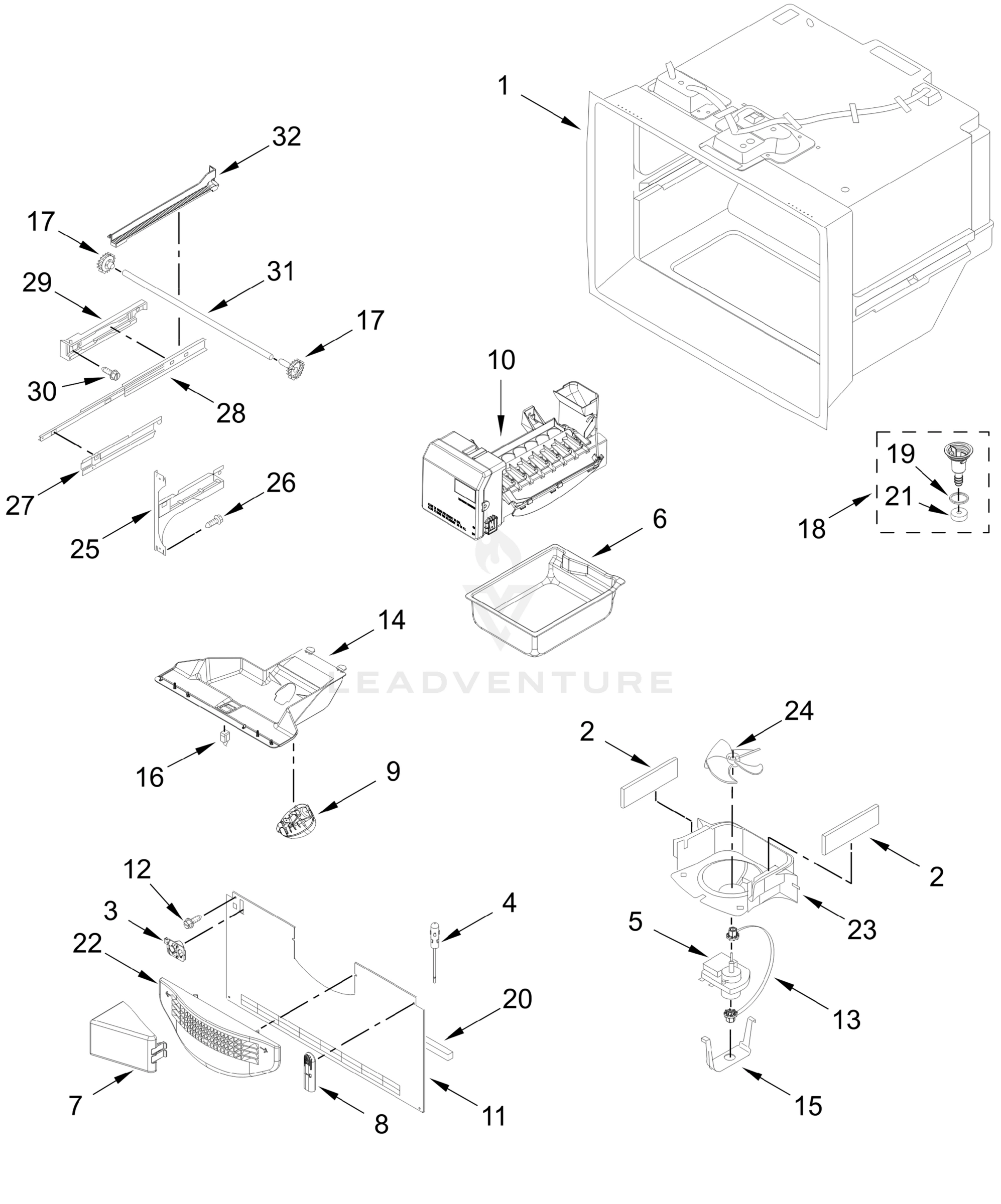 FREEZER LINER AND ICEMAKER PARTS