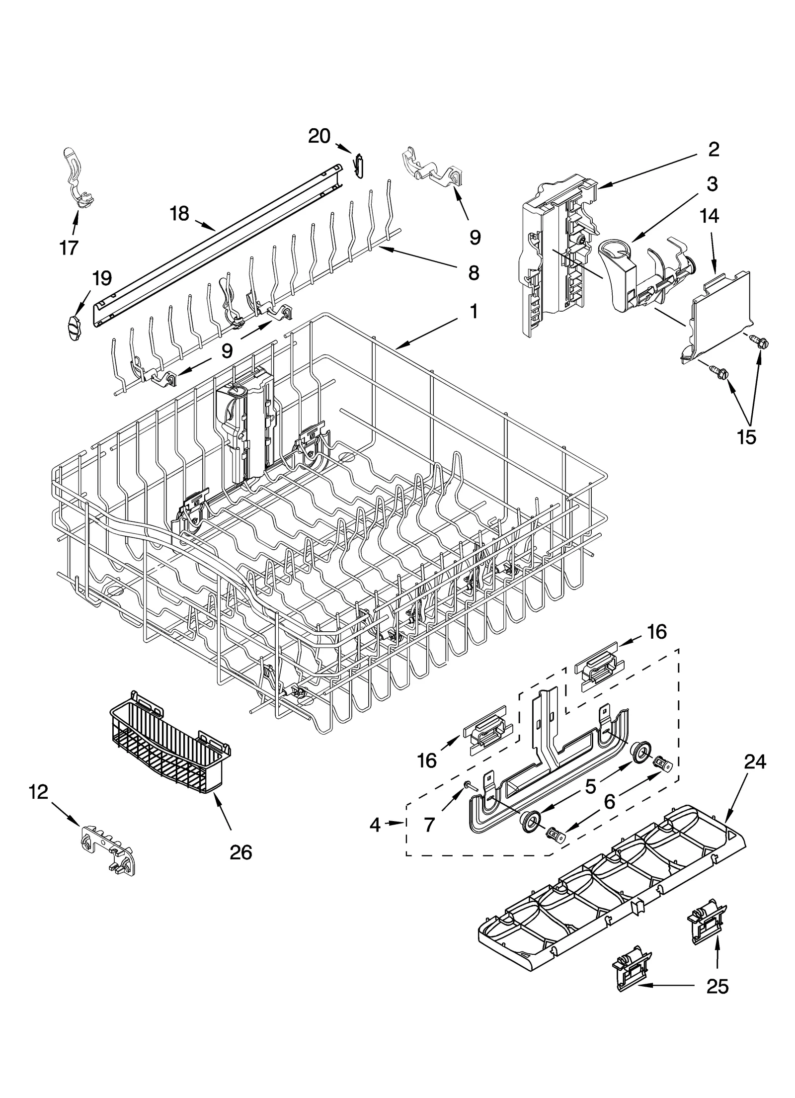 UPPER RACK AND TRACK PARTS