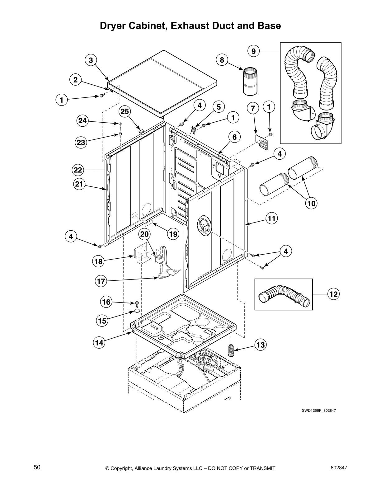 Dryer Cabinet, Exhaust Duct and Base