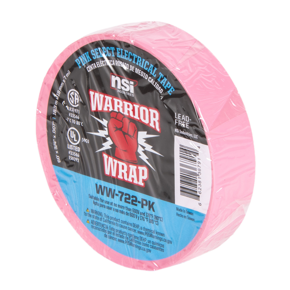 Pink Electrical Tape 3/4 inch x 66 ft Roll 7 Mil (10 Pack)