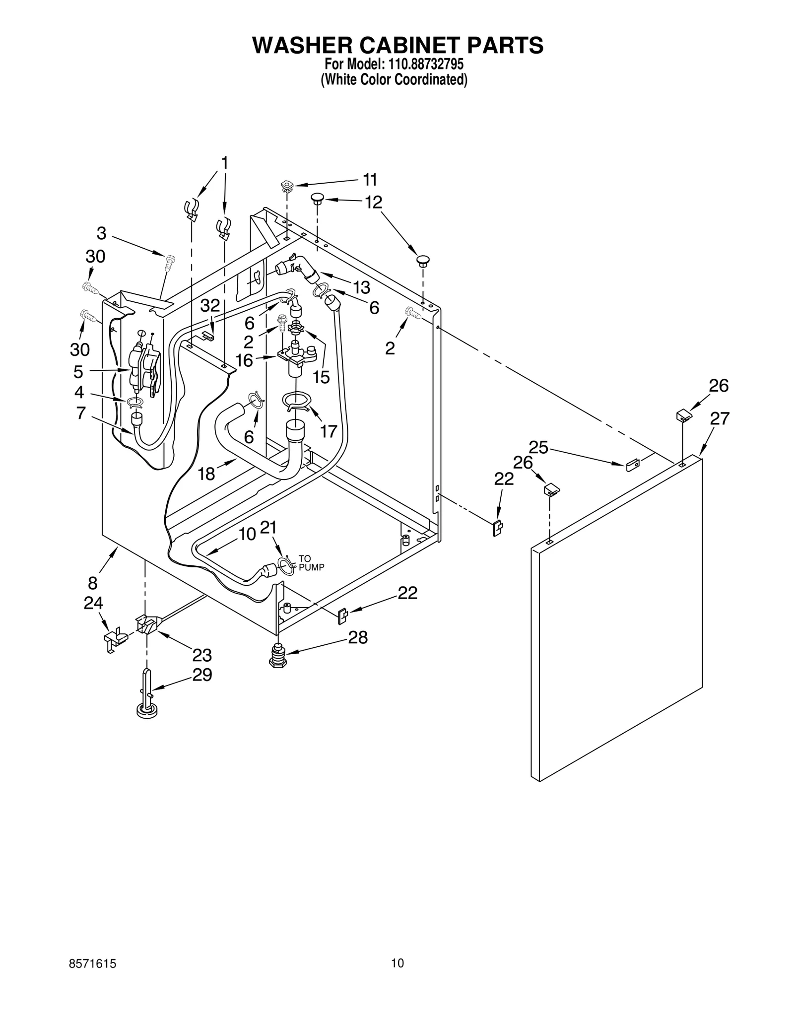 WASHER CABINET PARTS