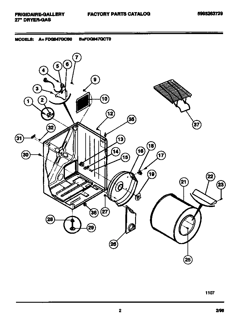 02 - CABINET, DRUM, HEAT DUCT