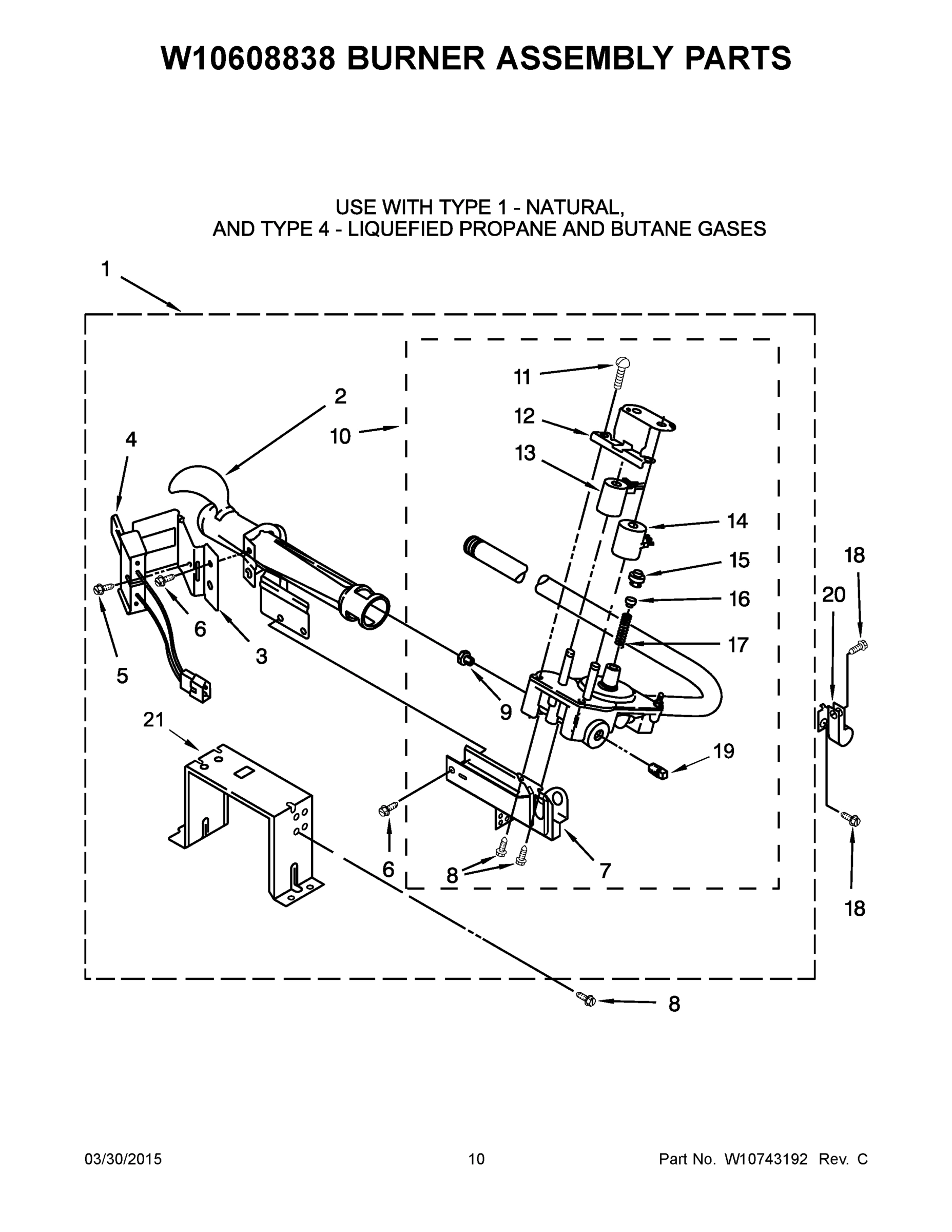 06 - W10608838 BURNER ASSEMBLY PARTS
