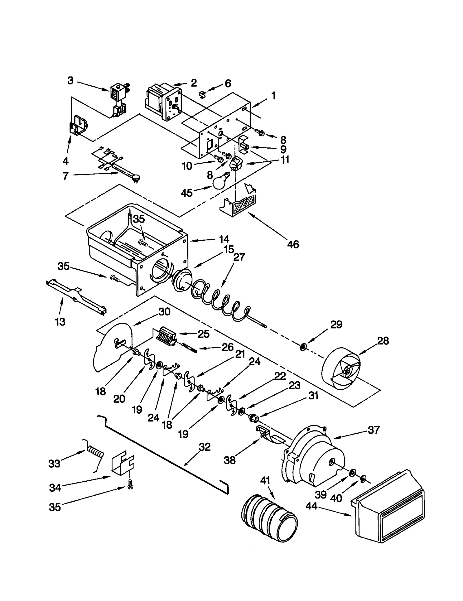MOTOR AND ICE CONTAINER