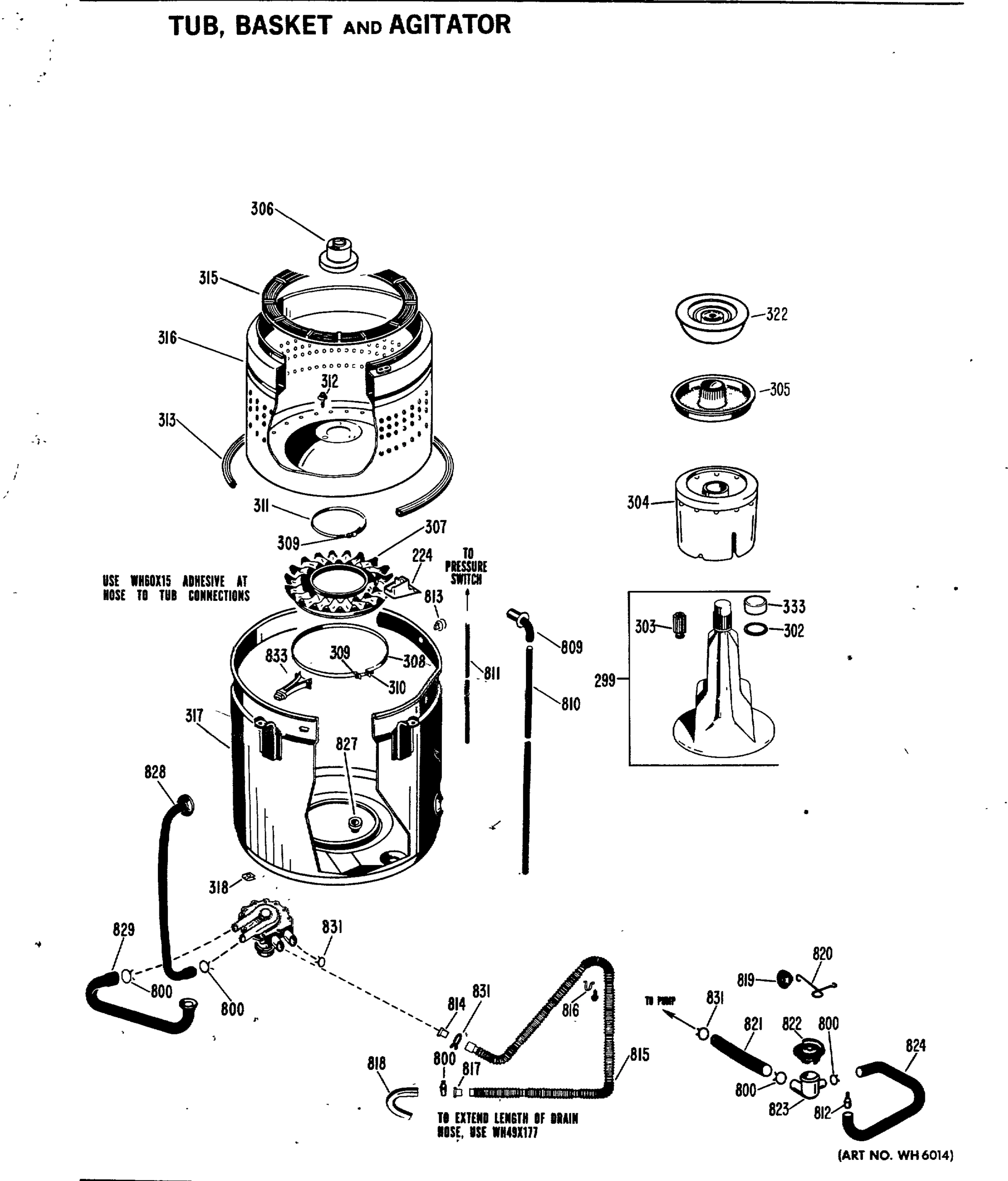 TUB, BASKET AND AGITATOR