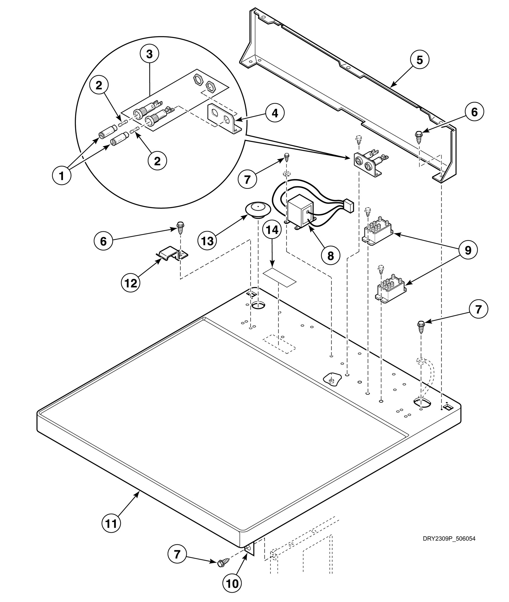 Cabinet Top and Control Hood Rear Panel - Rear Control Models