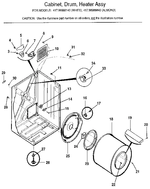 CABINET, DRUM, HEATER ASSY