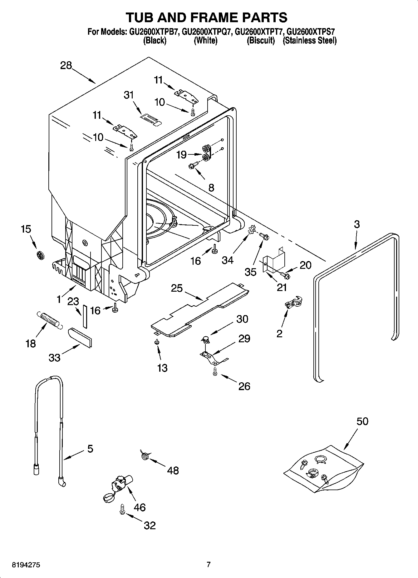 07 - TUB AND FRAME PARTS