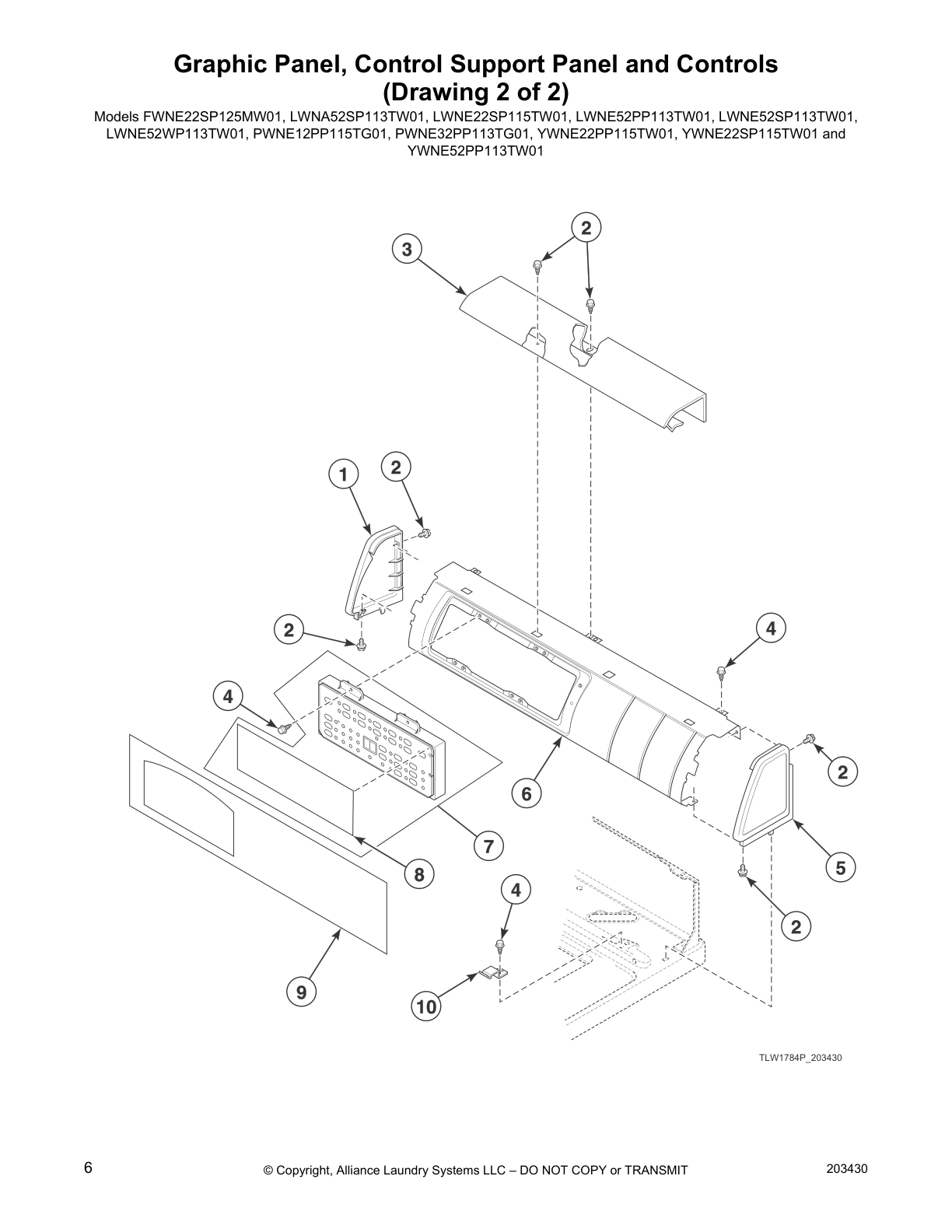 Graphic Panel, Control Support Panel and Controls 
(Drawing 2 of 2)