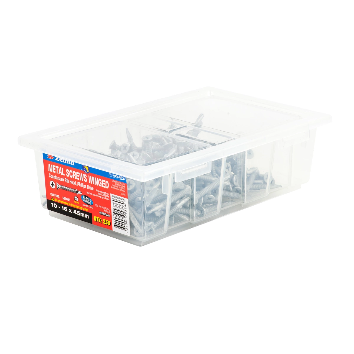 ZENITH® 10G x 45mm Class 3 Galvanised, Self Drilling, Phillips Drive, Metal Screws – External Use – 250 Pack