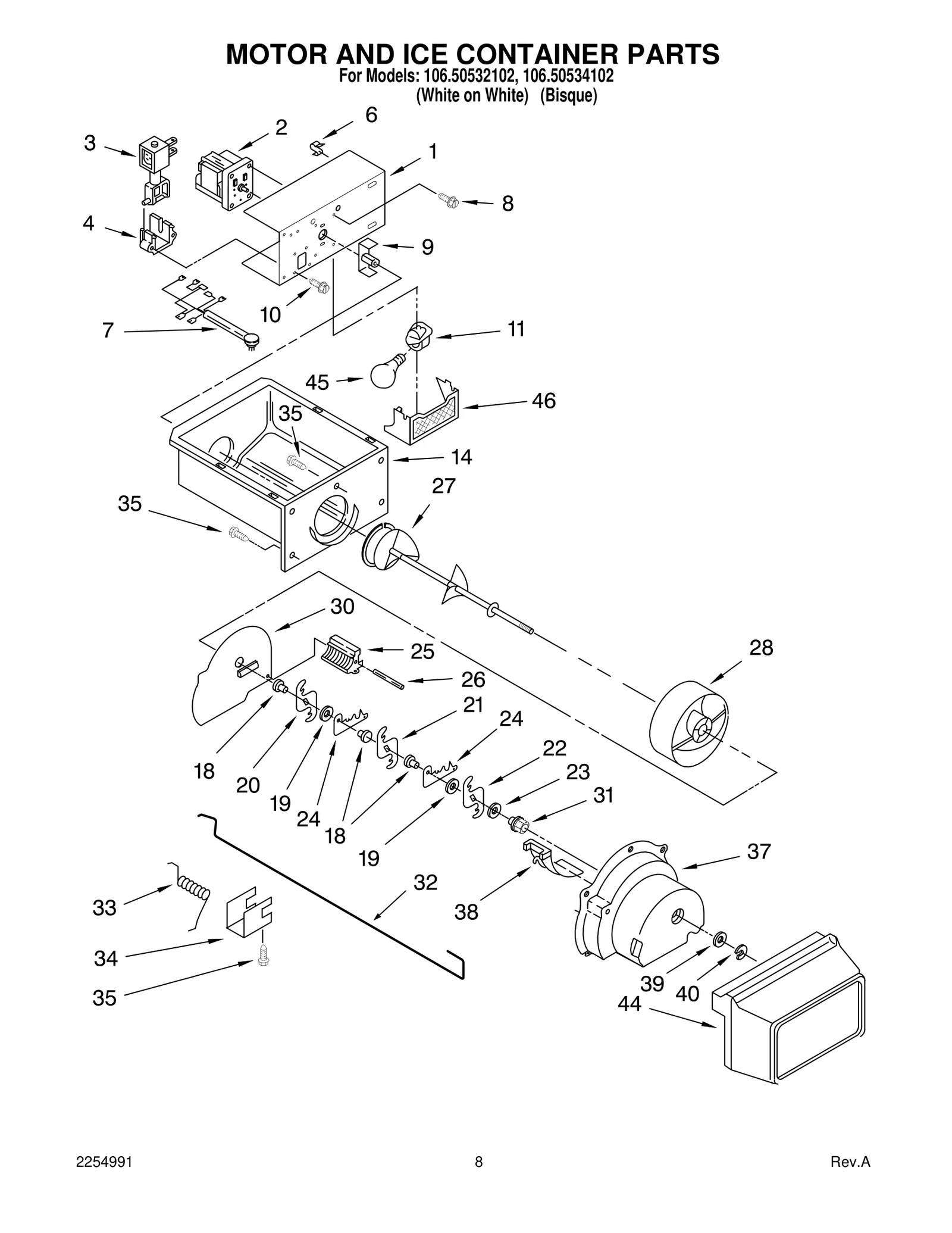 MOTOR AND ICE CONTAINER PARTS